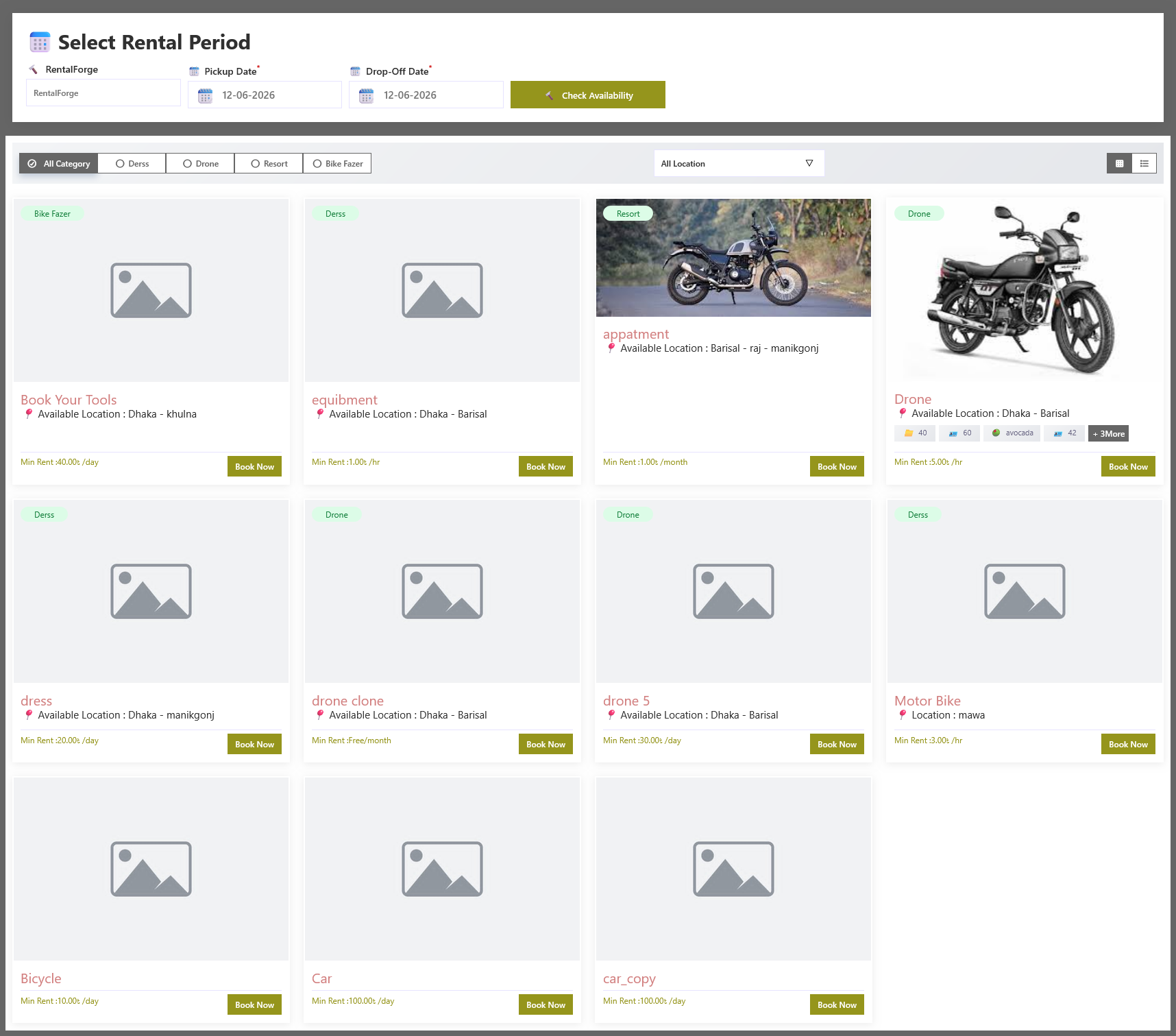 RentalForge Add Order Dashboard