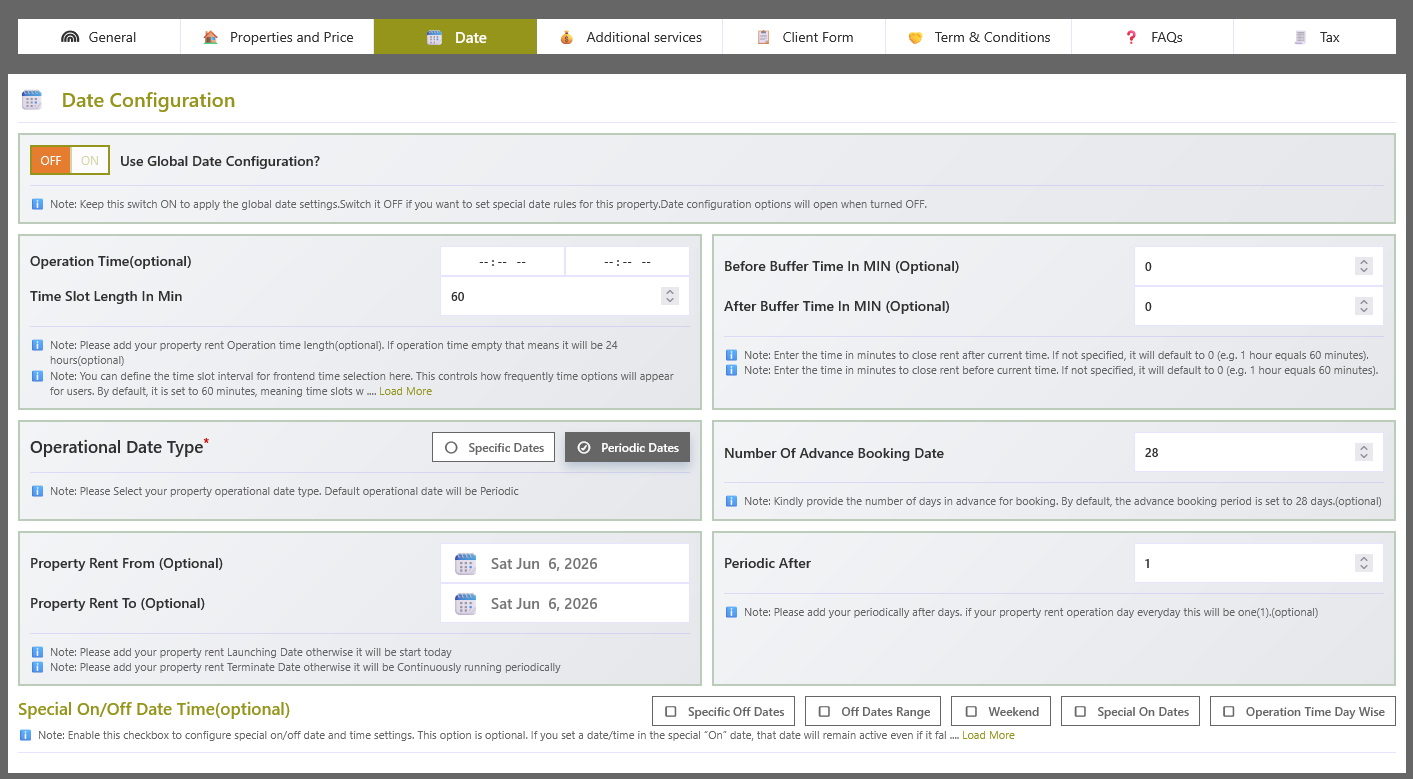 Date Configuration Overview