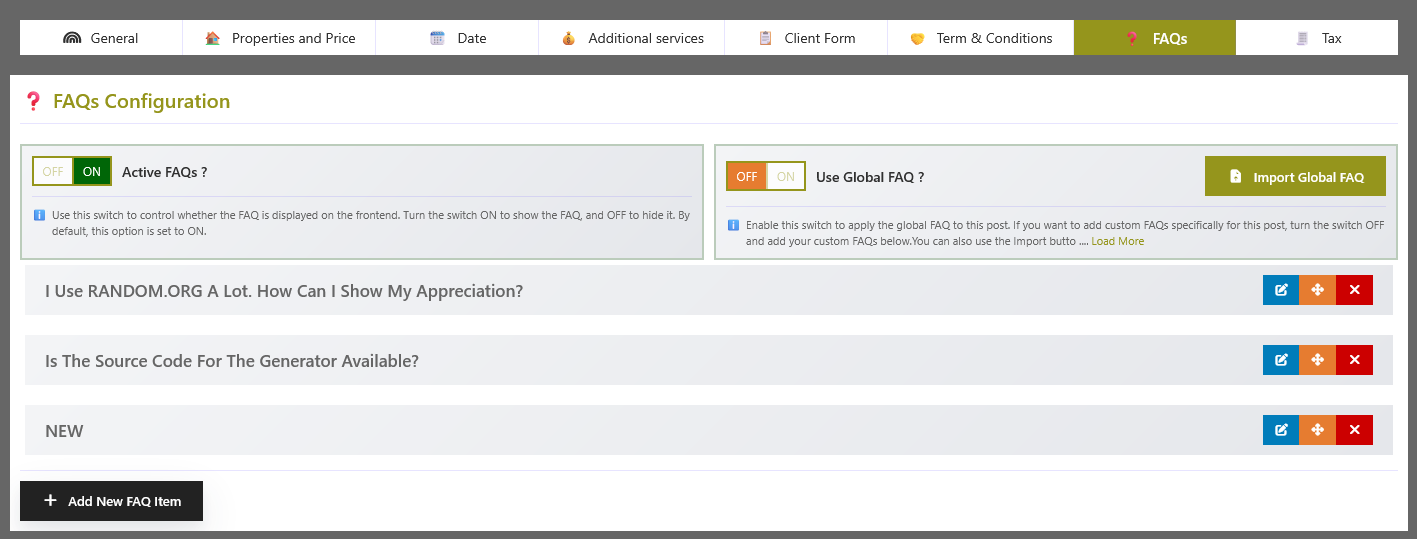 FAQ Configuration Overview